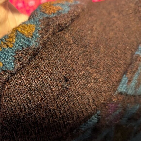 Dakota Alpaca Sweater Cardigan Wool Crop Aztec Boho Hand Loomed Boxy Zip Up - Picture 7 of 8